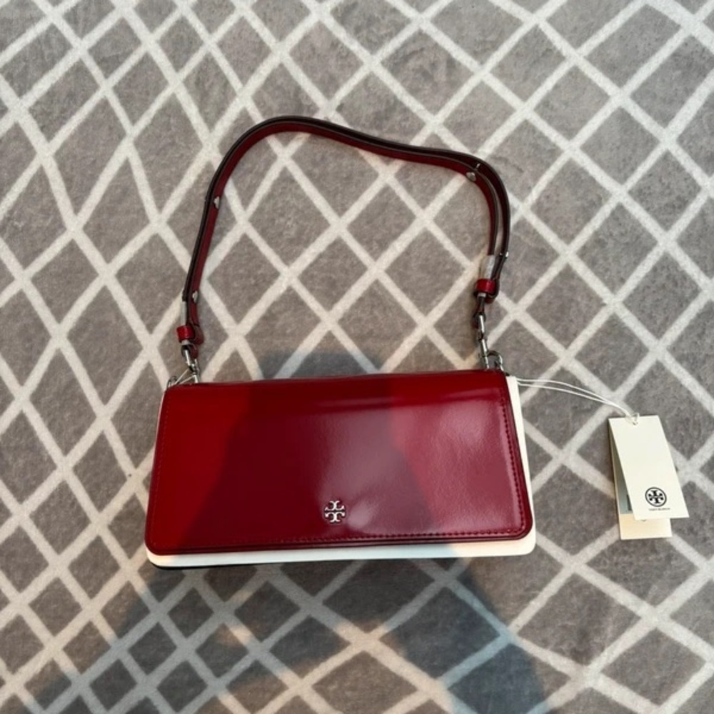 Tory Burch Red and White Leather Shoulder Bag